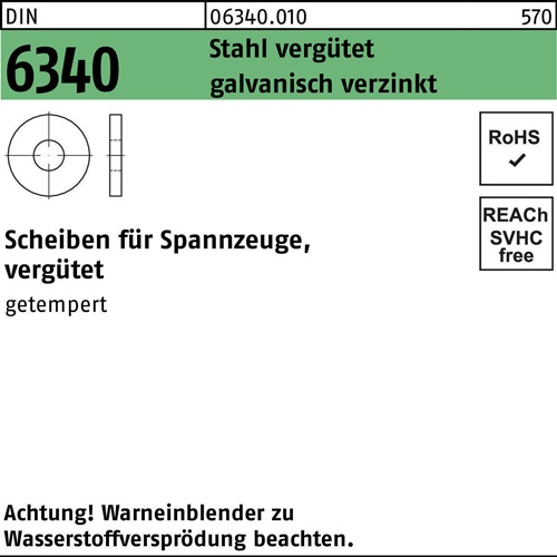 Scheibe DIN 6340 8,4x 23x 4 Stahl vergütet galv.verz. 100 Stück