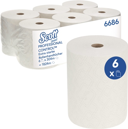 Rollenhandtuch 6686 1-lagig,geprägt weiß L.ca.200 mmxB.ca.198mm 6 RL/VE