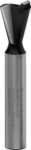 Bosch Zinkenfräser D.14mm Arbeits-L.14mm L.55mm HM 2Schneiden Winkel 15Grad