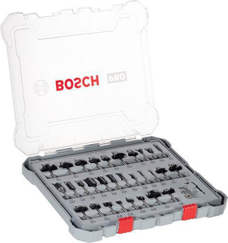 Bosch Freihandfräser-Set PRO 30tlg. Arbeits-L.19/32 - 1/2Zoll Schaft 1/4Zoll