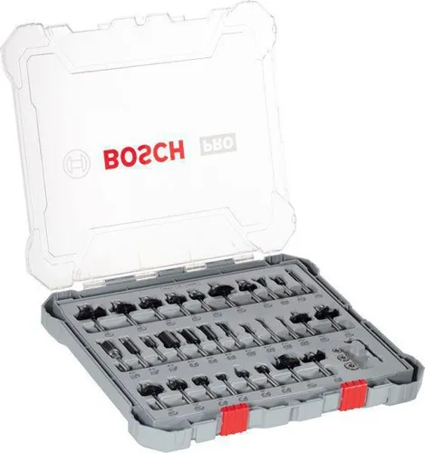 Bosch Freihandfräser-Set PRO 30tlg. Arbeits-L.19/32 - 1/2Zoll Schaft 1/4Zoll