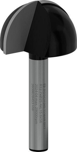 Bosch Hohlkehlfräser Arbeits-L.15,6mm D.25,4mm L.49mm Radius 12,7mm Schaft 6mm
