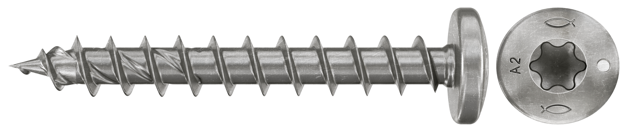 fischer Spanplattenschraube PowerFast FPF II PTF 4,5 x 40 A2 200, Panhead, Innenstern TX, Vollgewinde, Edelstahl A2