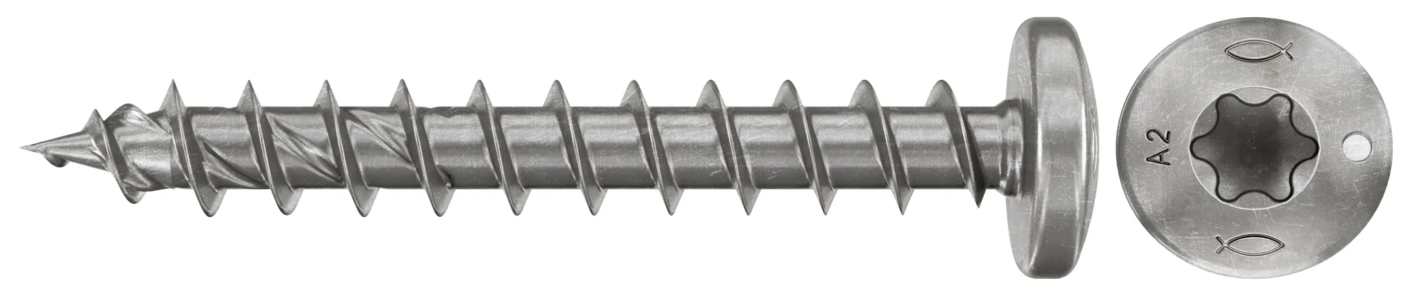 fischer Spanplattenschraube PowerFast FPF II PTF 4,5 x 35 A2 200, Panhead, Innenstern TX, Vollgewinde, Edelstahl A2