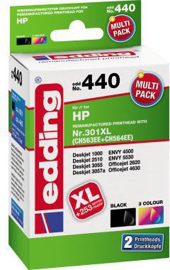 edding Tintenpatrone 18-440 wie HP 301XL sw+fb. 2 St./Pack.