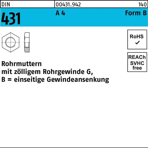 Rohrmutter DIN 431 BG 1 A 4 10 Stück