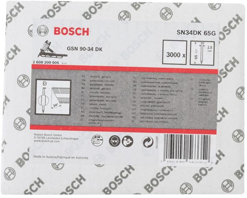 Bosch Streifennagel 3000-tlg.Schaft-D.2,8mm L.65mm 34 ° 