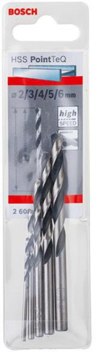 Bosch Metallspiralbohrer PointTeQ DIN388 5tlg. Arbeits-L.24-57mm D.2-6mm HSS Typ N