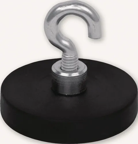 Neodymmagnet D.31mm gummierter Magnet,m.Hak.D.6,4mm 5St./Karton EICHNER