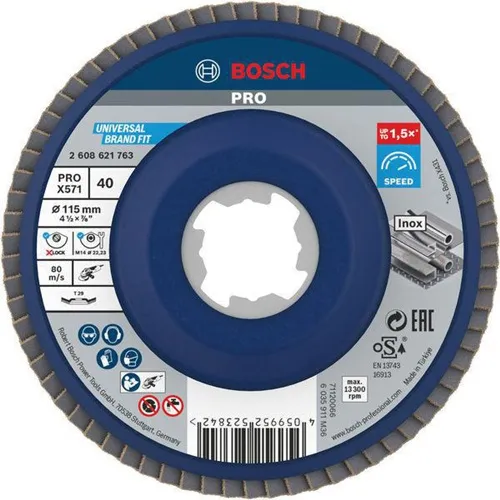 Bosch Fächerschleifscheibe PRO X571 D.115mm K40 geschränkt X-LOCK