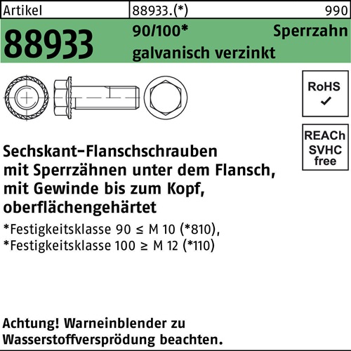 Sechskantflanschschraube R 88933 Sperrz. VG M12x20 100 galv.verz. 100St.