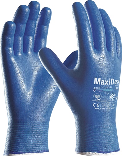 Handschuhe MaxiDex® Gr.9 blau EN ISO 374-5/EN 388 PSA III ATG