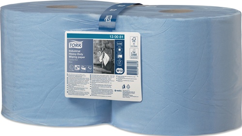 Putztuch TORK 130081 L.ca.119 mxB.ca.235mm blau 3-lagig,bedruckt 2x1 Rl.TORK