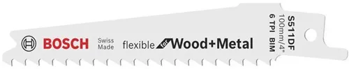 Bosch Säbelsägeblatt S 511DF Flexible für Wood and Metal L.100mm Dicke 0,9mm BIM 2 St.