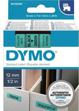 DYMO Schriftbandkassette D1 S0720590 12mmx7m sw auf gn