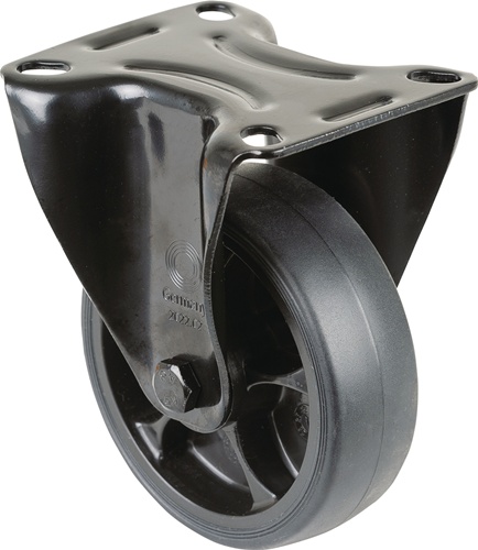 Bockrolle D.100mm Trgf.110kg Gum.Platte L104xB80mm Farbe Rl.schwarz BS ROLLEN