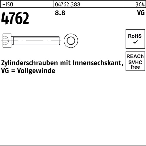 Zylinderschraube ISO 4762 Innen-6kt VG M12x 80 8.8 50 Stück