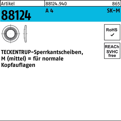 Sperrkantscheibe R 88124 M6x14,2x1,4 A 4 1000 Stück TECKENTRUP