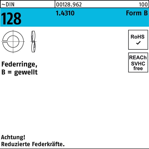 Federring DIN 128 B 4 1.4310 1000 Stück