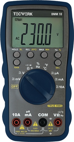 TECWERK Multimeter DMM 10 0-600V AC/DC TRUE RMS