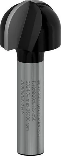 Bosch Hohlkehlfräser Arbeits-L.12,7mm D.20mm L.46mm Radius 10mm Schaft 8mm