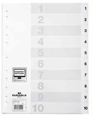 DURABLE Register 616202 DIN A4 1-10 geprägte Taben ws