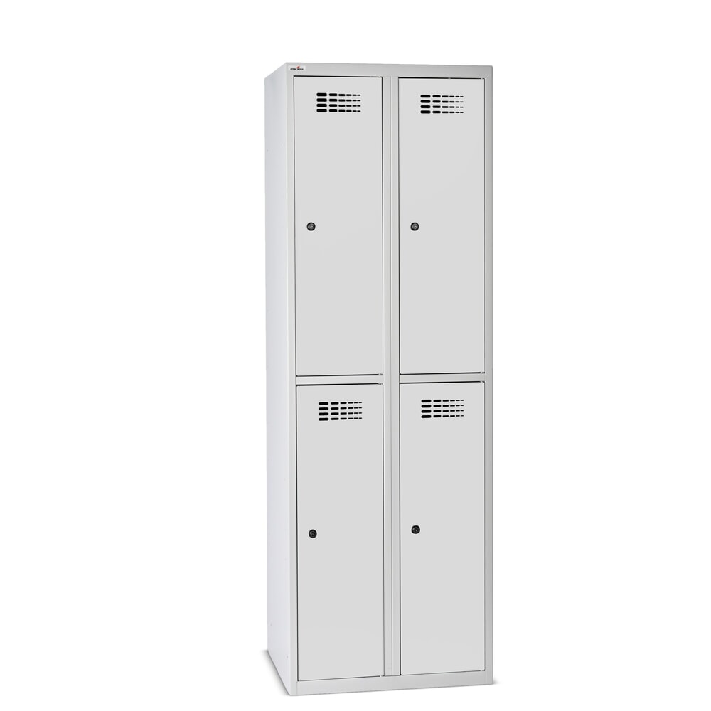 Steinbock® Kleiderspind, bodenstehend, 2-stöckig, 4 Fächer, Zylinderschloss