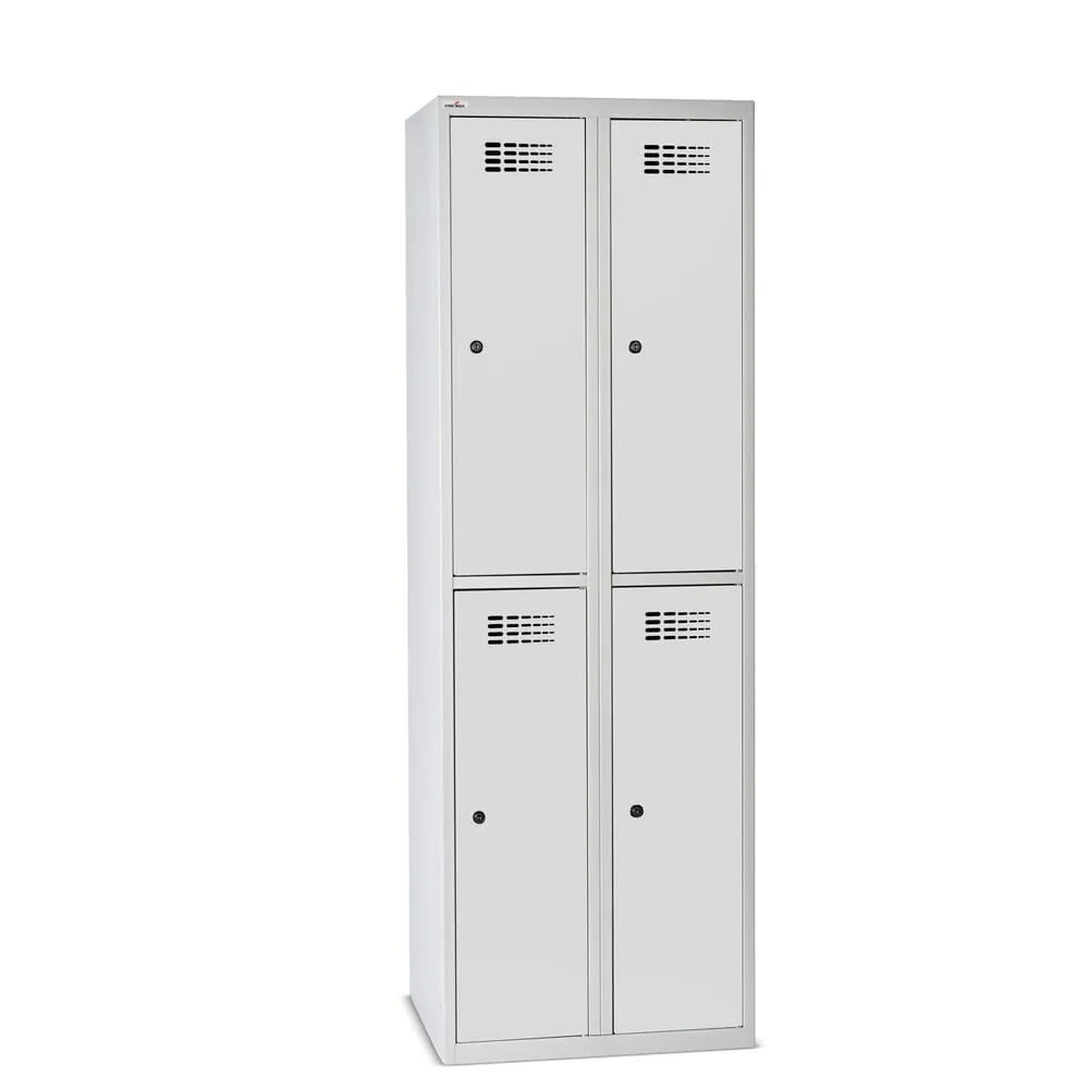 Steinbock® Kleiderspind, bodenstehend, 2-stöckig, 4 Fächer, Zylinderschloss