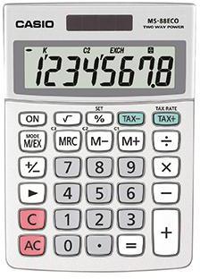 CASIO Tischrechner MS-88ECO-W-EH 10x14cm 8stellig silbergrau