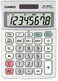 CASIO Tischrechner MS-88ECO-W-EH 10x14cm 8stellig silbergrau