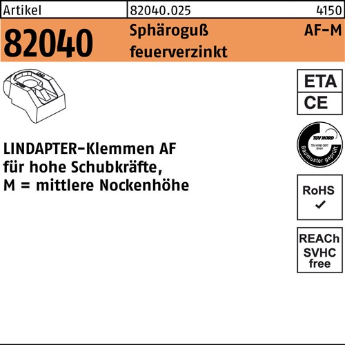 Klemme R 82040 MM 12 Sphäroguß feuerverz. 1 Stück LINDAPTER