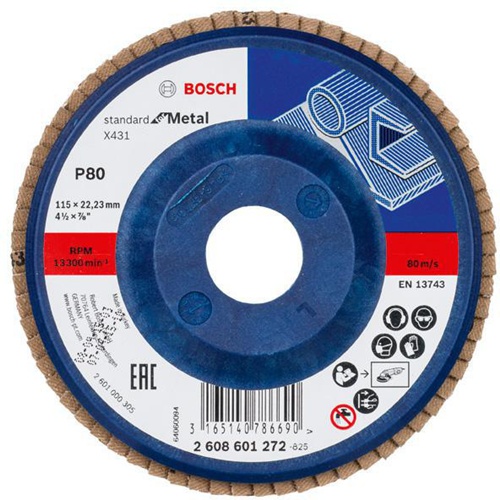Bosch Fächerschleifscheibe X431 Standard for Metal Scheiben-D.115mm Körn. 80 Ku.