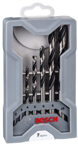 Bosch Metallspiralbohrer PointTeQ DIN388 7tlg.Arbeits-L.24-87mm D.2-10mm HSS Typ N