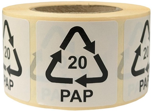 Etiketten f.Italien Maße 35x35mm Haftpapier weiß SK Aufdruck 20 PAP (Wellpappe)