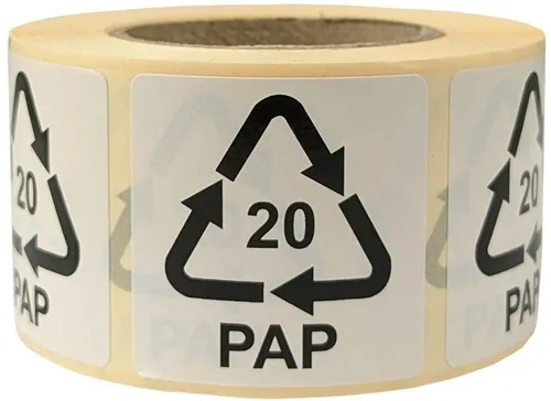 Etiketten f.Italien Maße 35x35mm Haftpapier weiß SK Aufdruck 20 PAP (Wellpappe)