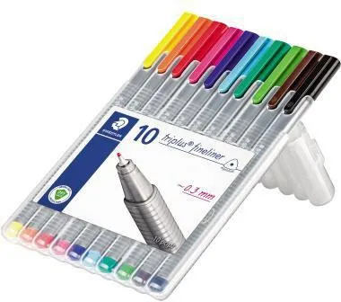 STAEDTLER Fineliner triplus 334 SB10 0,3mm sort. 10 St./Pack.