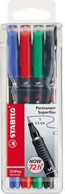 STABILO Folienschreiber OHPen 841/4 S 0,4mm perm. sort. 4St.