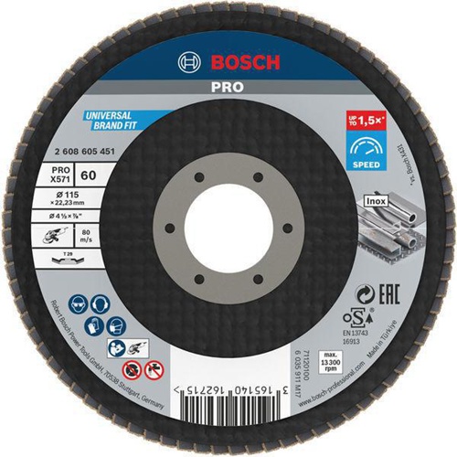 Bosch Fächerschleifscheibe PRO X571 Scheiben-D.115mm Körnung 60 gewinkelt