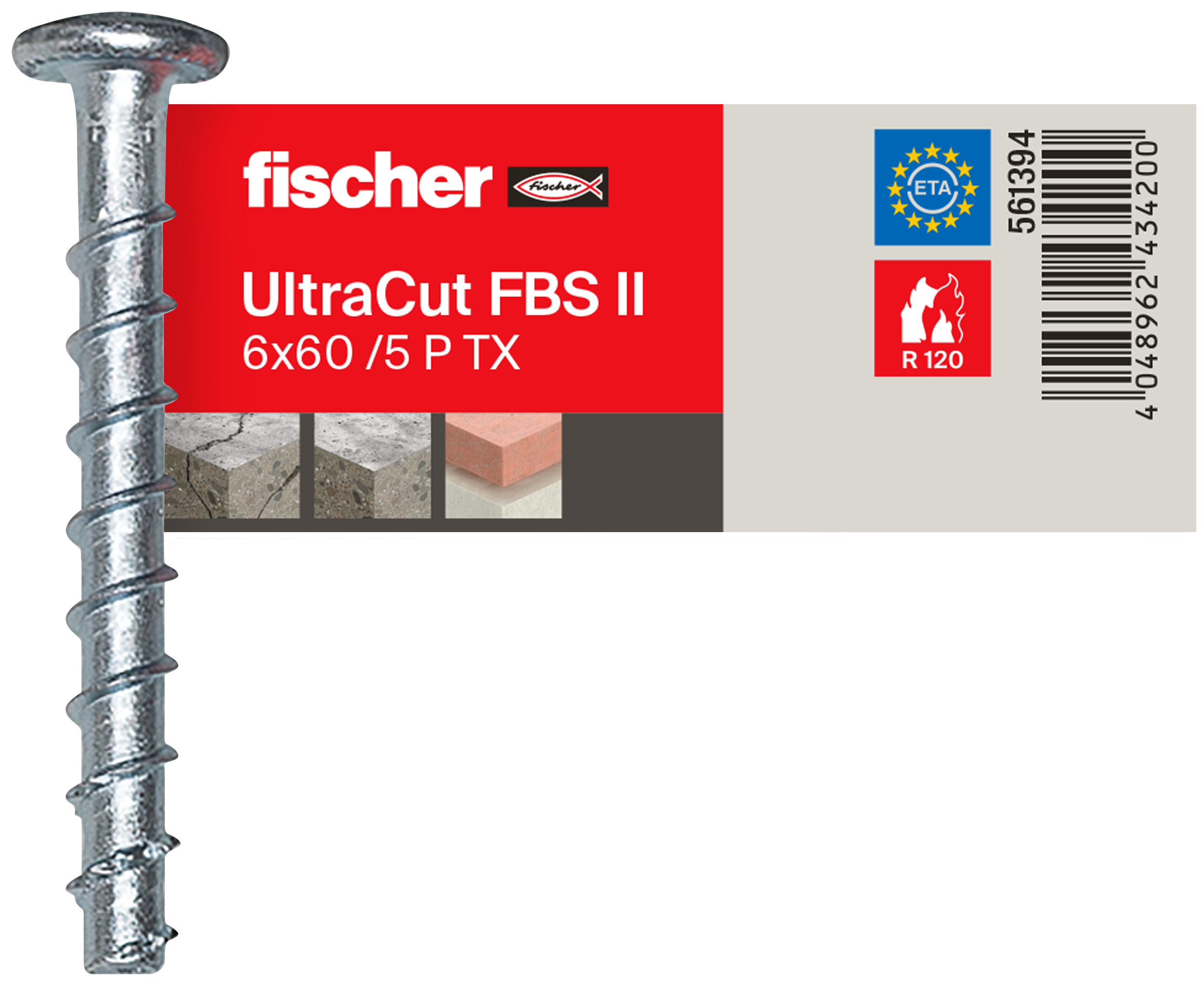 fischer Betonschraube UltraCut FBS II 6 x 60/5 P Panhead