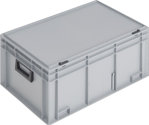 Ku.-Koffer L600xB400xH293mm PP 2 Griffe Schiebeverschluss grau 55l LOCKWEILER