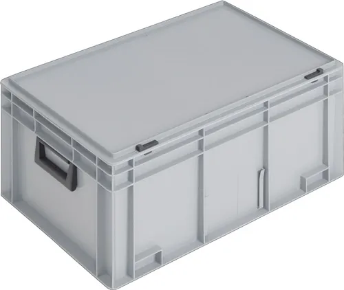 Ku.-Koffer L600xB400xH293mm PP 2 Griffe Schiebeverschluss grau 55l LOCKWEILER