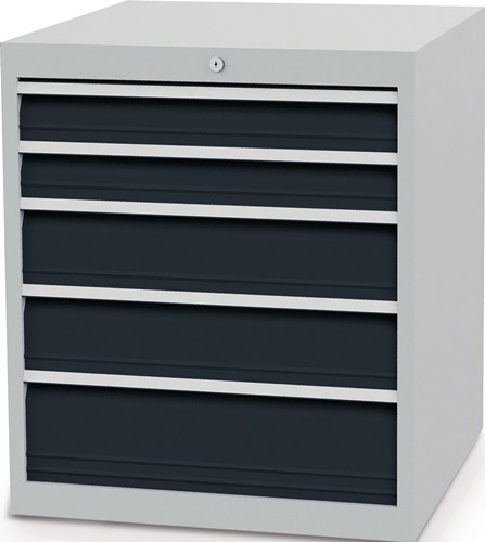 Schubladenschrank H819xB705xT736mm lichtgrau/grau 5 Schubl.Voll.Bedrunka