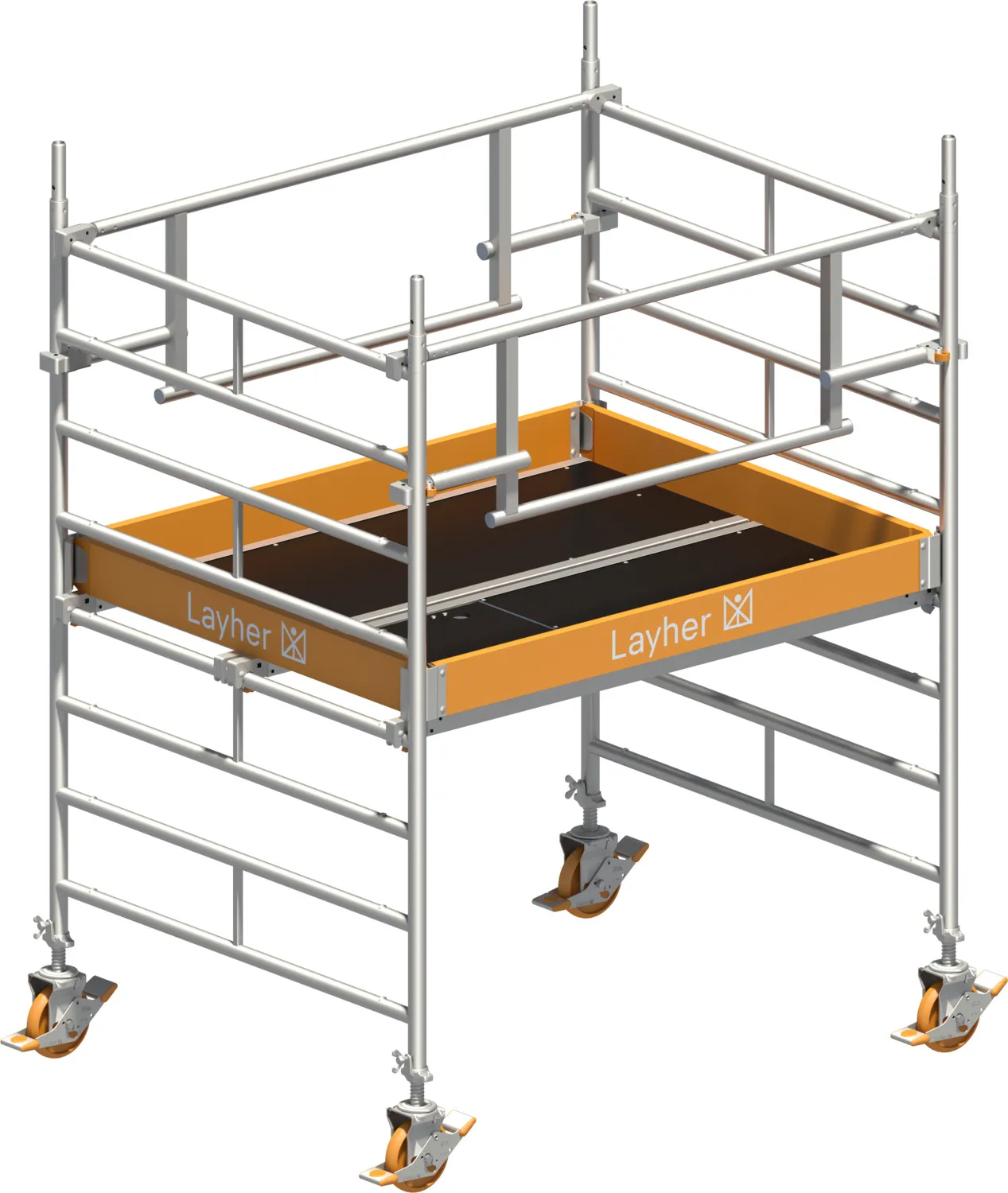 Layher Fahrgerüst Uni Kompakt P2 SAFETY PLUS mit Doppelgeländer Typ: 1425001 | SH: 1,2 m / AH: 3,20 m