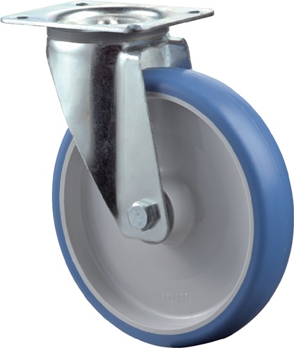 Lenkrolle D.125mm Trgf.175kg PU Platte L104xB80mm Farbe Rl.blau BS ROLLEN