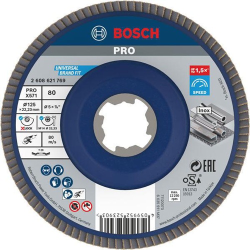 Bosch Fächerschleifscheibe PRO X571 D.125mm K80 gewinkelt X-LOCK