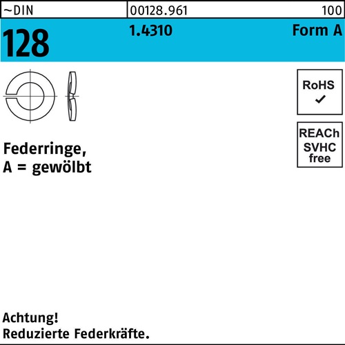 Federring DIN 128 A 16 1.4310 50 Stück