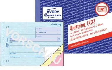 Avery Zweckform Quittung 1737 DI A6 mit MwSt SD 3x40Blatt