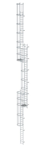 MUNK Mehrzügige Steigleiter mit Rückenschutz (Notleiter) Aluminium blank 18,84m
