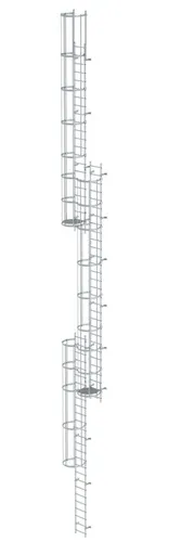 MUNK Mehrzügige Steigleiter mit Rückenschutz (Notleiter) Aluminium blank 18,84m