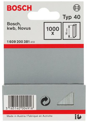 Bosch Tackerstift Typ 40 1000-tlg.L.16mm f.Tacker von /Kwb/Novus